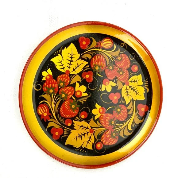 Vintage Russian Lacquerware Khokhloma Set Of 5 Wooden Items - Picture 5 of 16